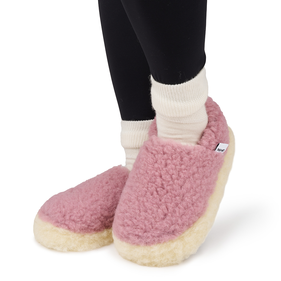 Wool low TV slippers Merino pink
