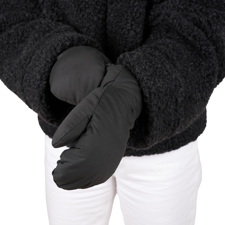 Waterproof sheep wool mittens black