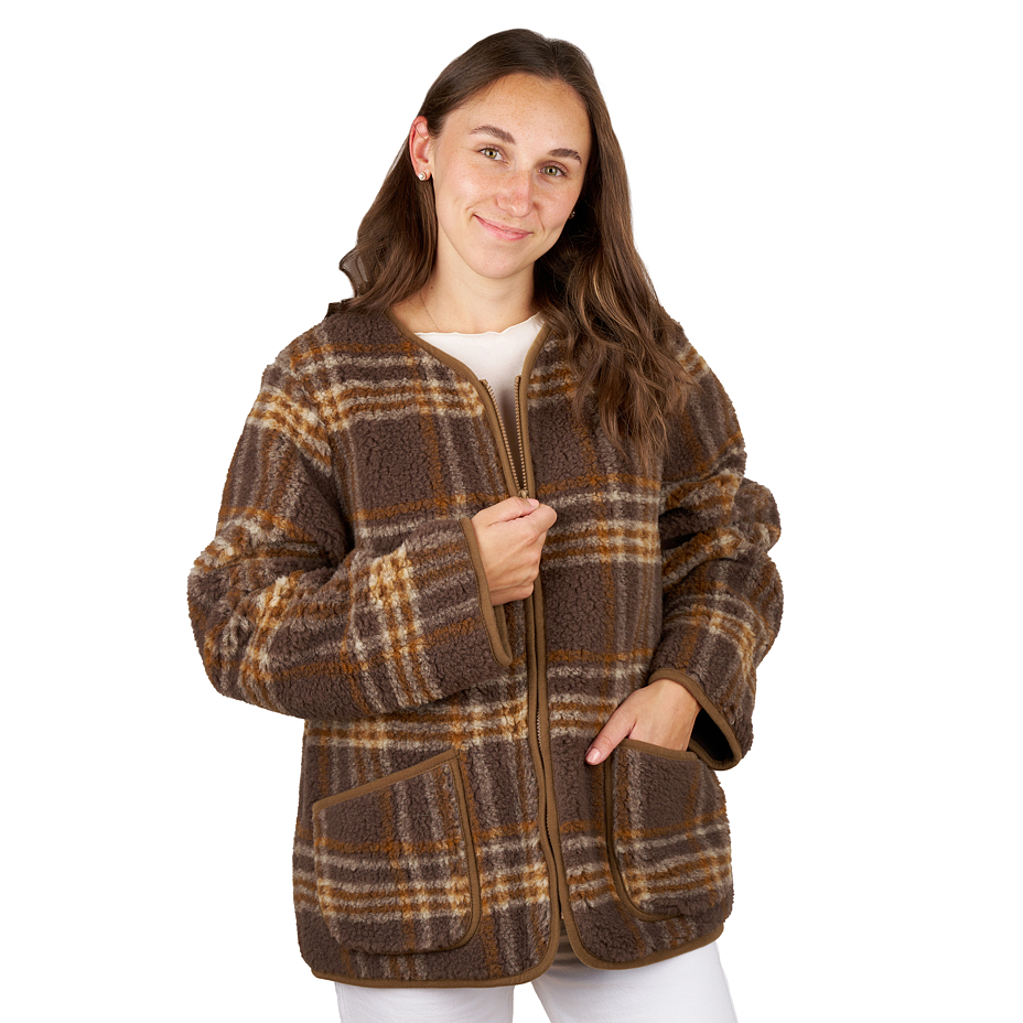 Women's wool jacket checkered brown