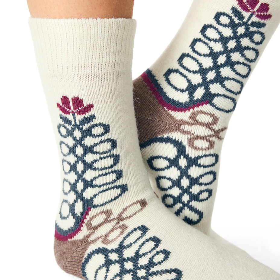 Merino Sheep Socks with a Folk Pattern Natural