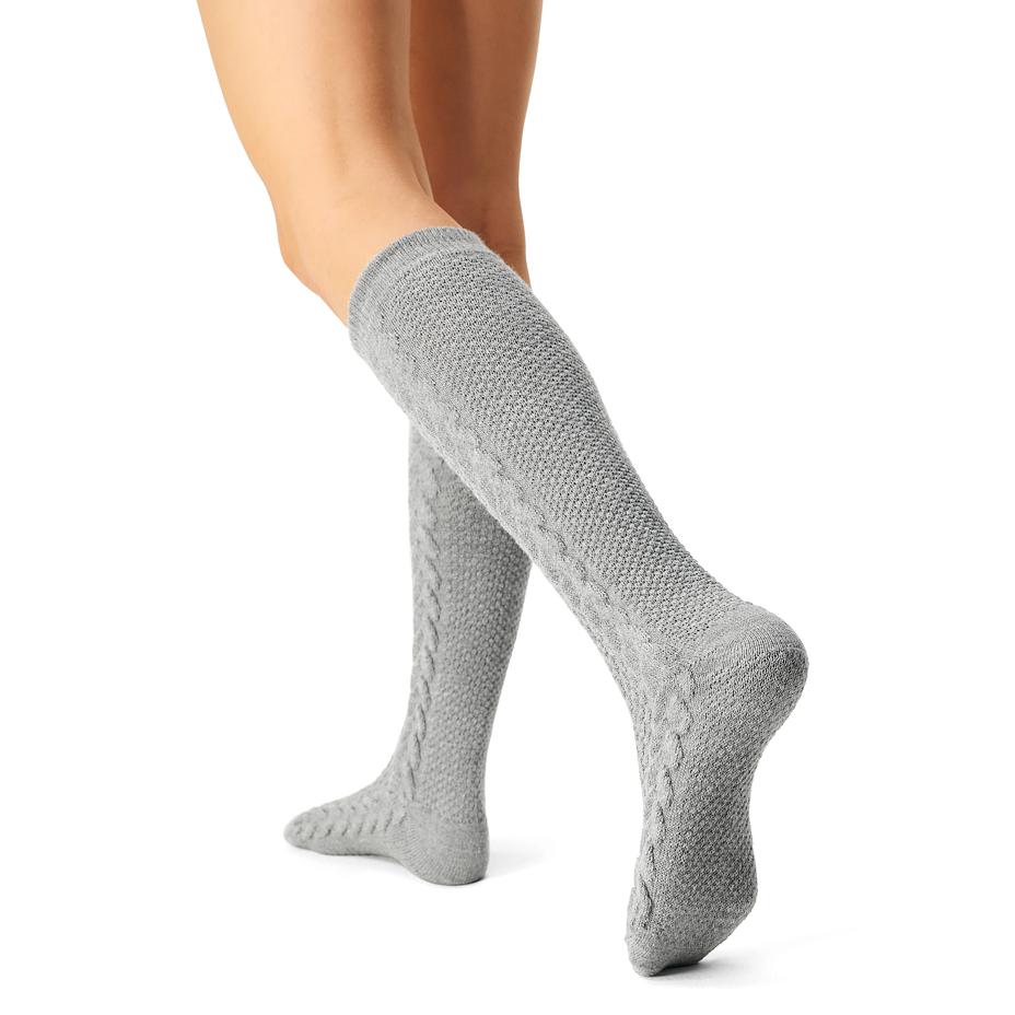 Traditional Knee-high Socks with Merino Sheep Wool Gray