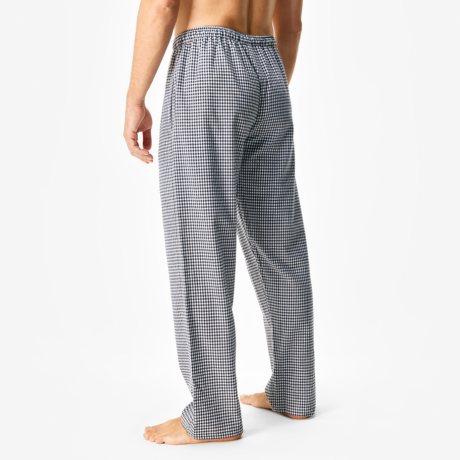 Men's flannel lounge pants with Merino wool, checkered black and white
