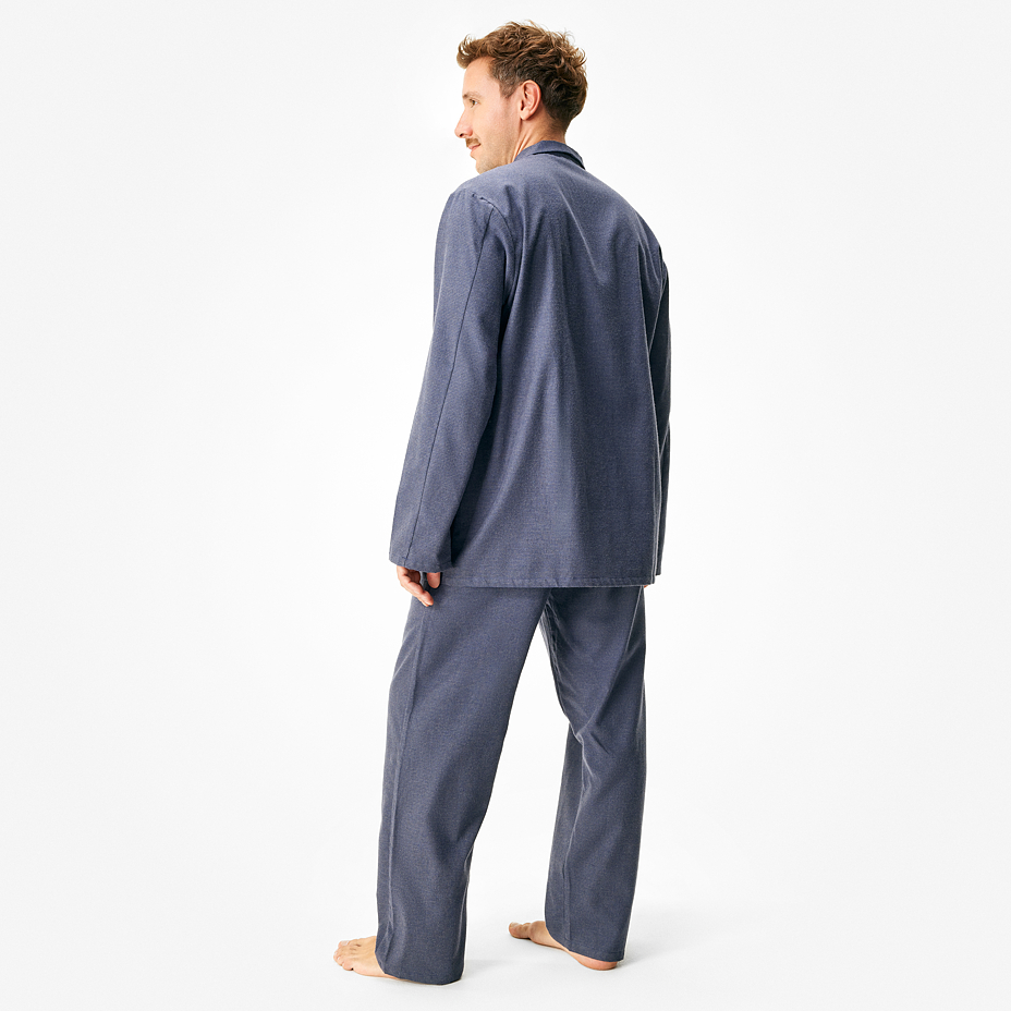 Men's flannel pajamas with Merino wool stripe