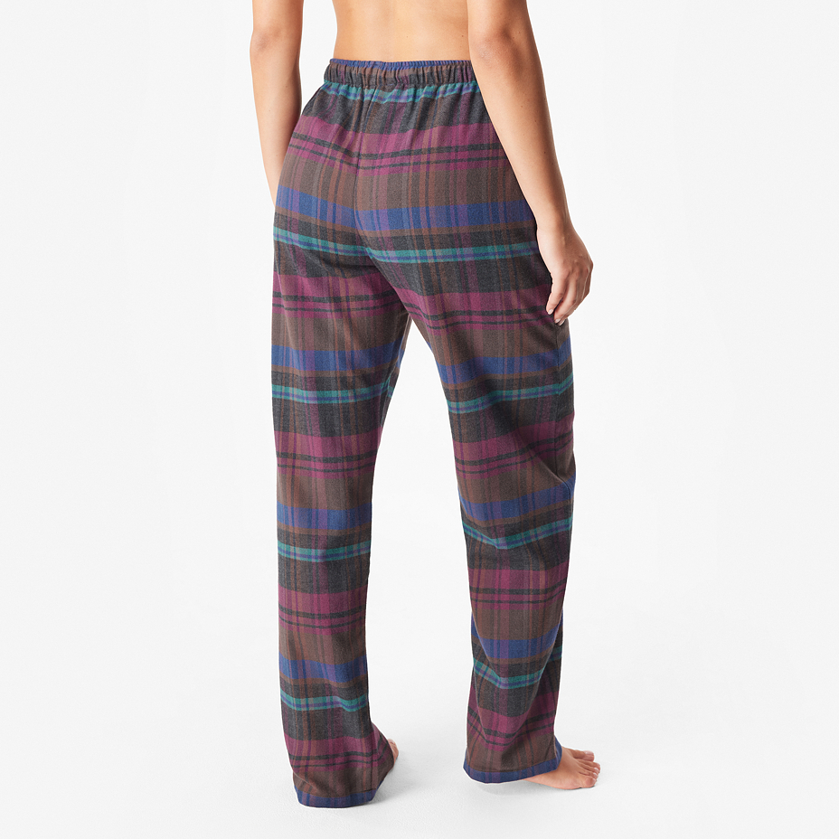 Women's flannel lounge pants, checkered, purple
