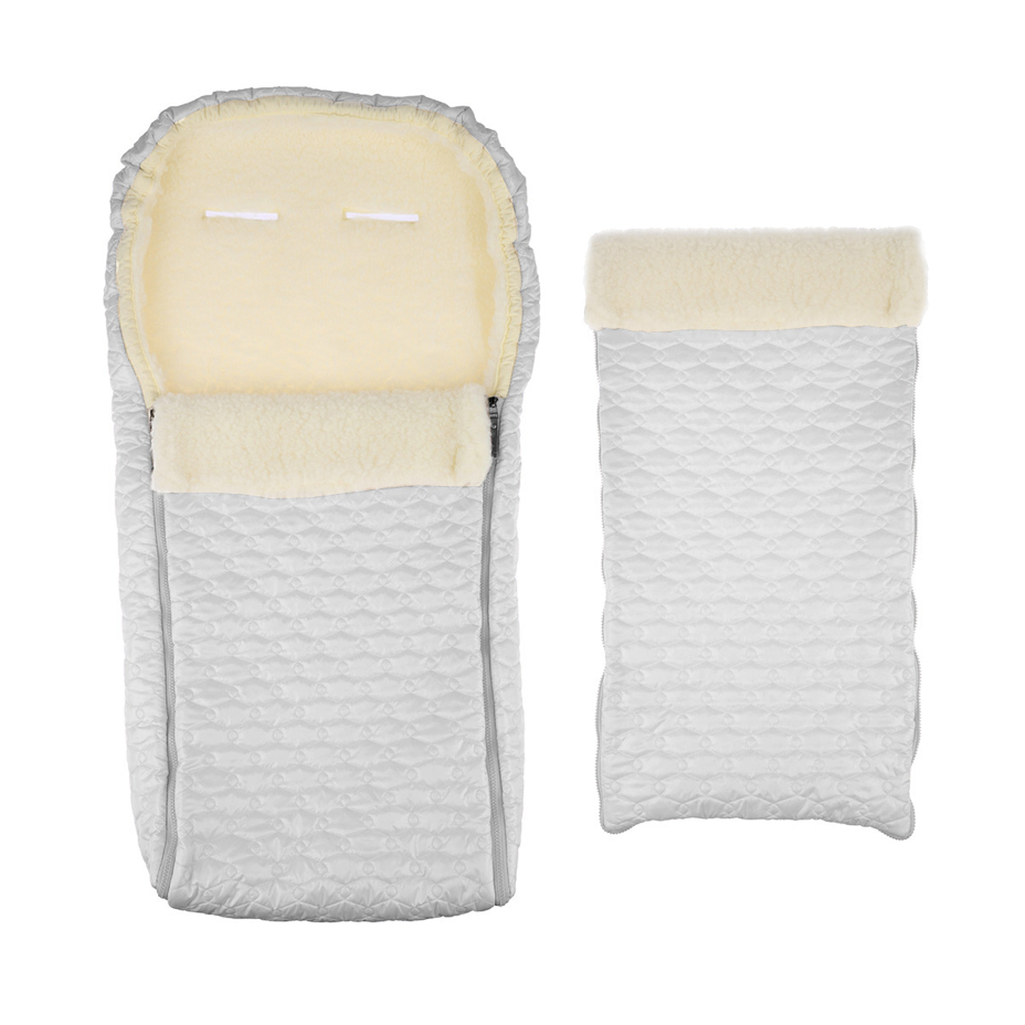 Baby footmuff with Merino wool white