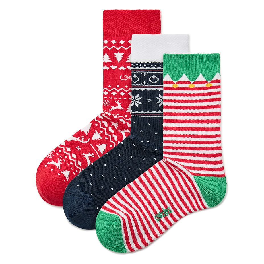 3 pairs of Christmas socks in a gift box