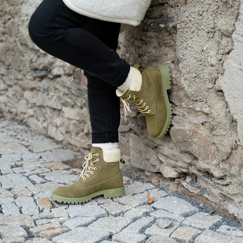 Fluffy farmer's boots Woolee Green