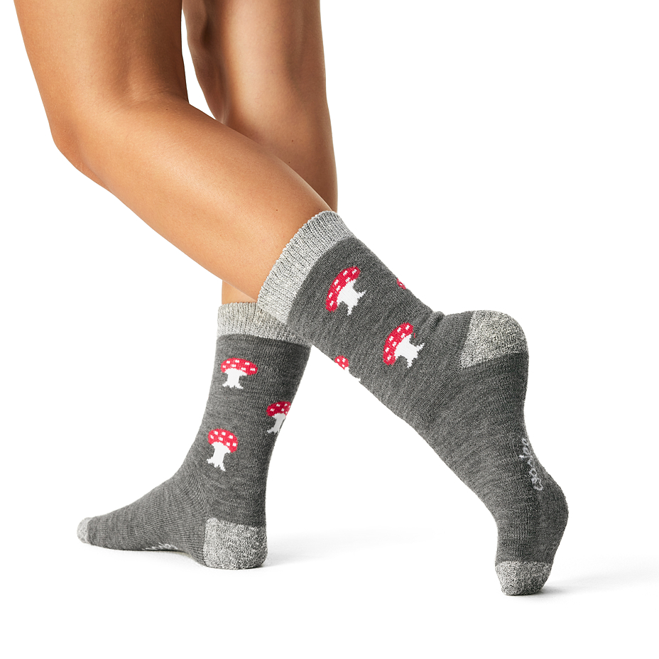 Christmas socks with Merino sheep wool toadstool