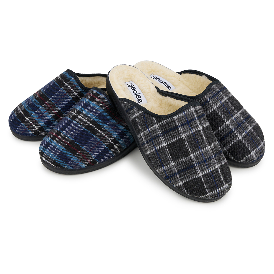Two-pack of men's comfort slippers with Merino sheep wool