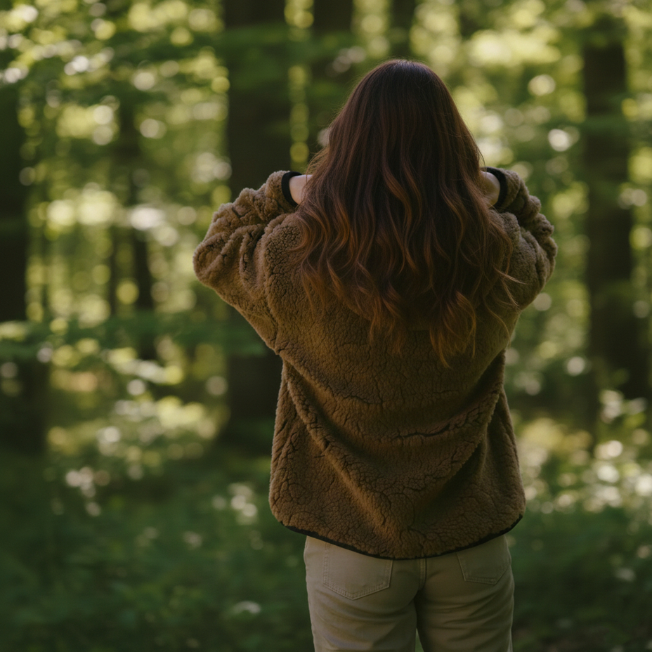 Merino wool hooded jacket brown