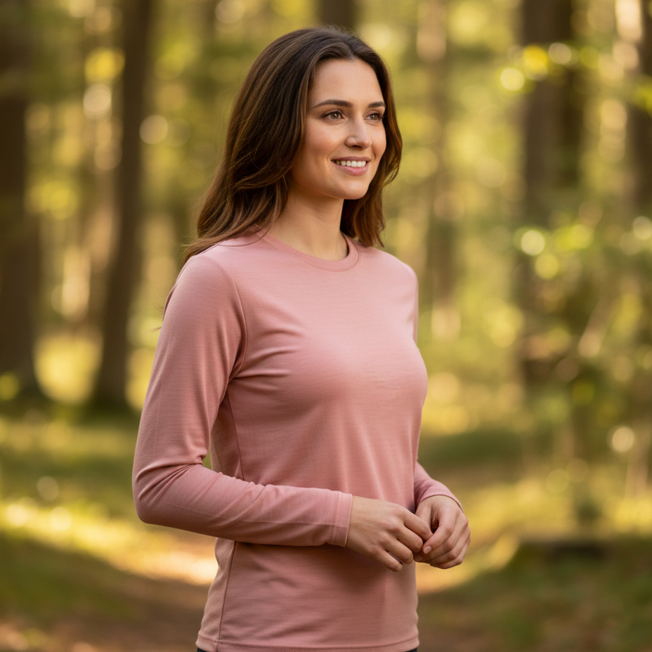 Women's Merino wool long-sleeve T-shirt Woolee pink