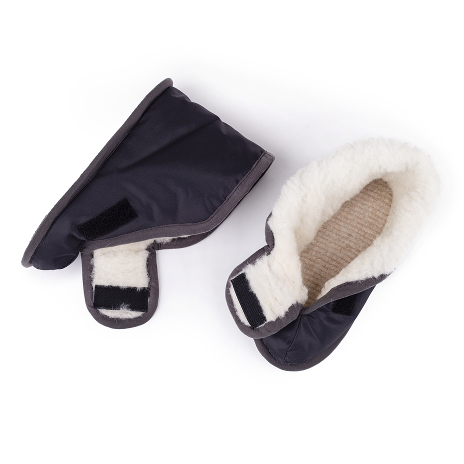 TV Merino slippers with Velcro fastening, black