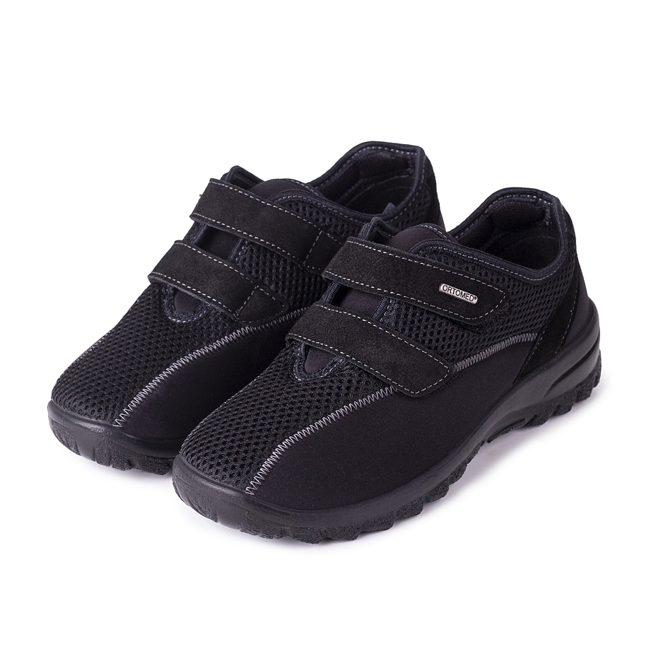 Women's breathable orthopedic sneakers with velcro Black