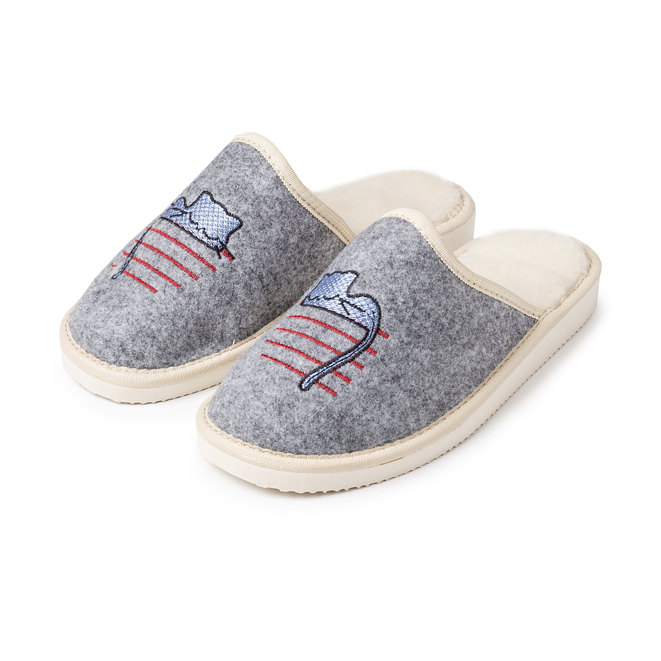 Women's Felt Slippers with Wool Lining Kitty