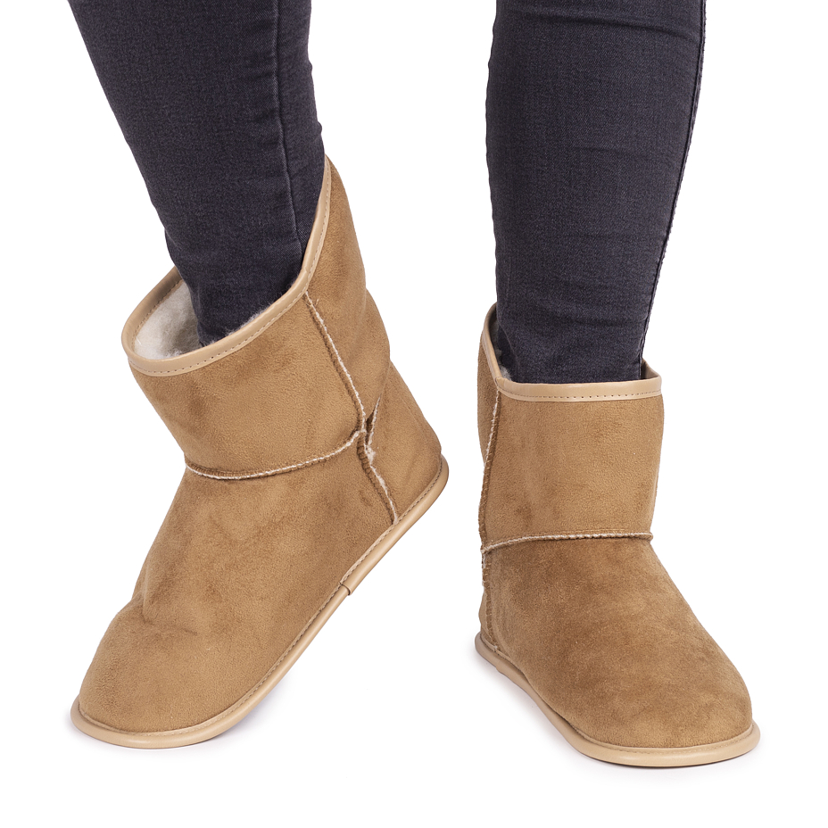 Slipper Boots with Wool Lining Brown