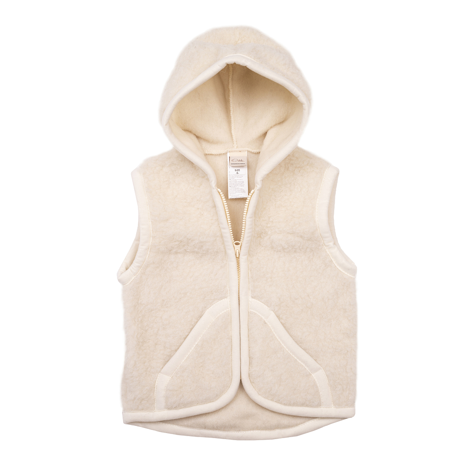 Kids’ Hooded Wool Vest Natural