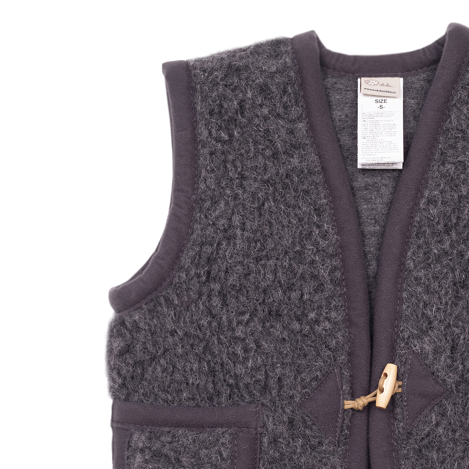 Kids’ Toggle Tie Wool Vest Dark Grey