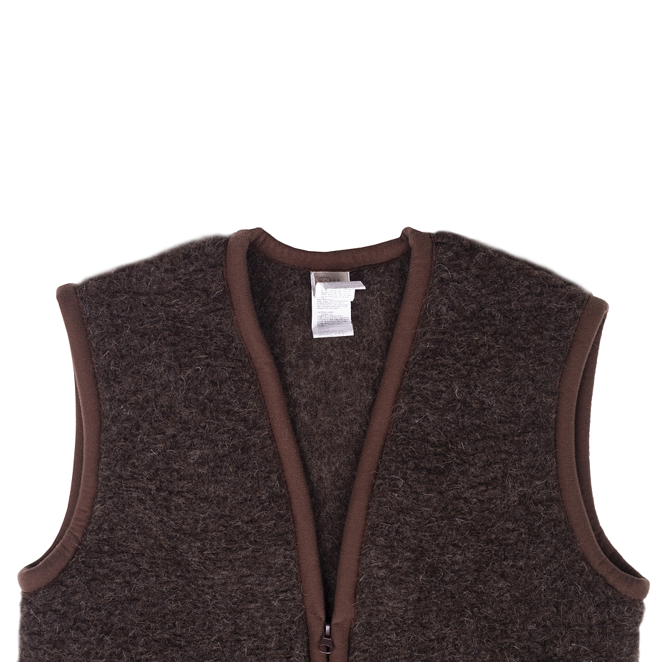 Extra Long Wool Vest Dark Brown