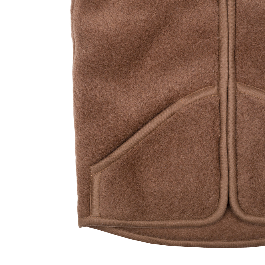 Wool Hooded Vest Brown