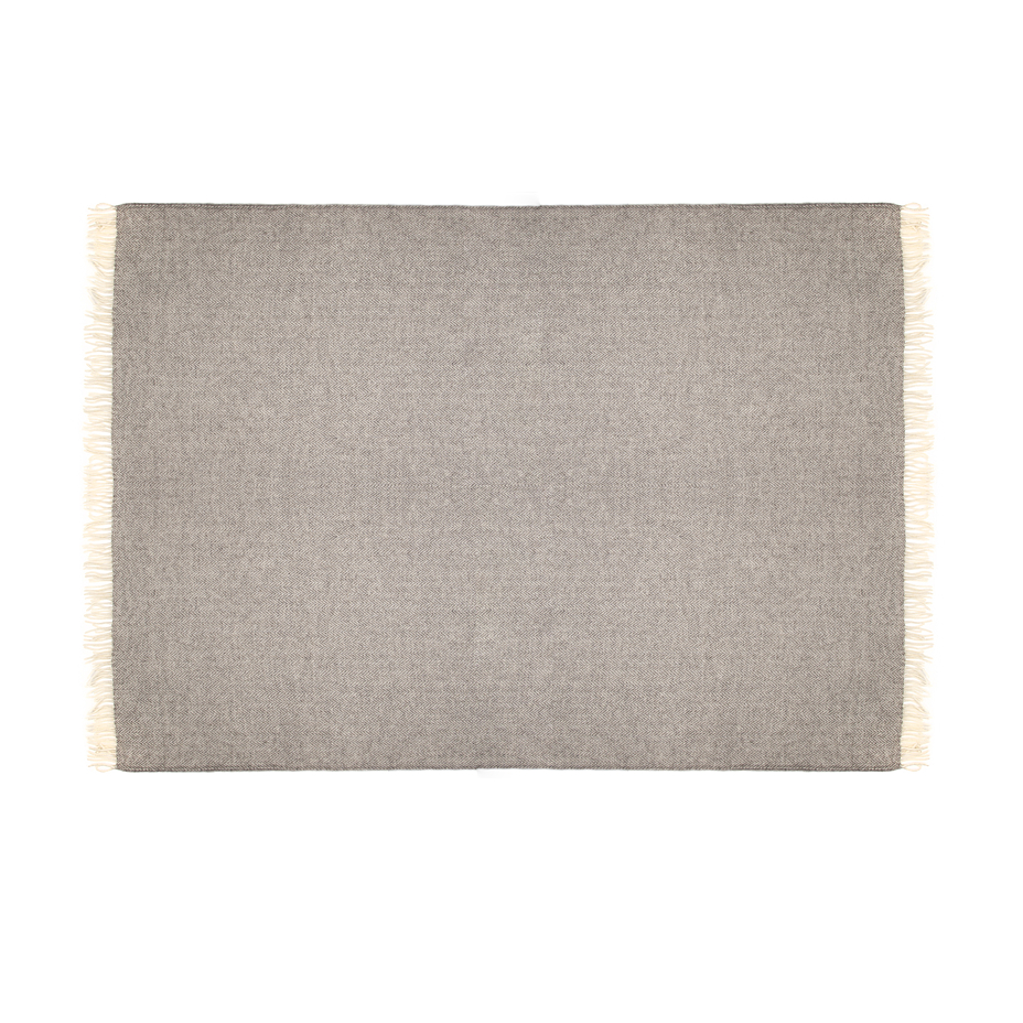 Wool Throw Grey Herringbone