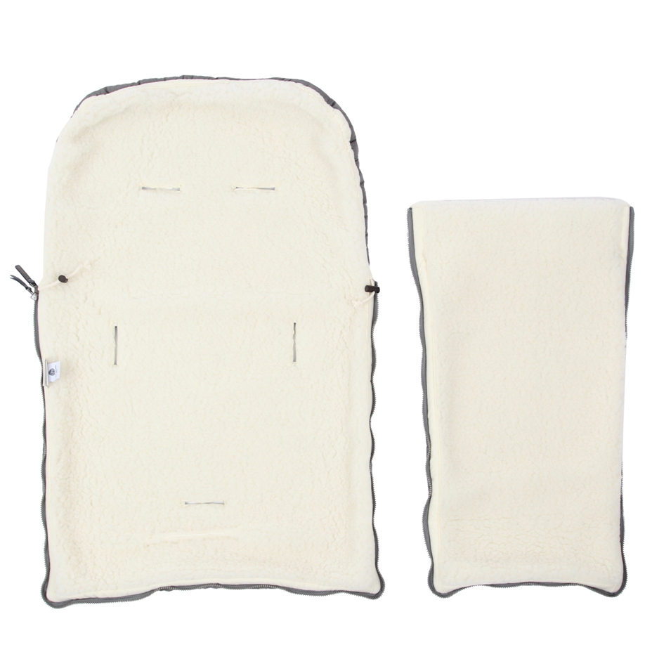 Baby footmuff with Merino wool grey