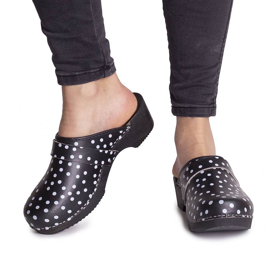Women's Anatomic Clogs Black Polka Dot