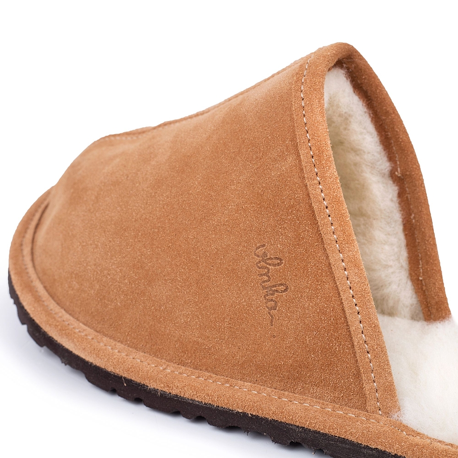 Men's Tom Leather Slippers with Wool Lining
