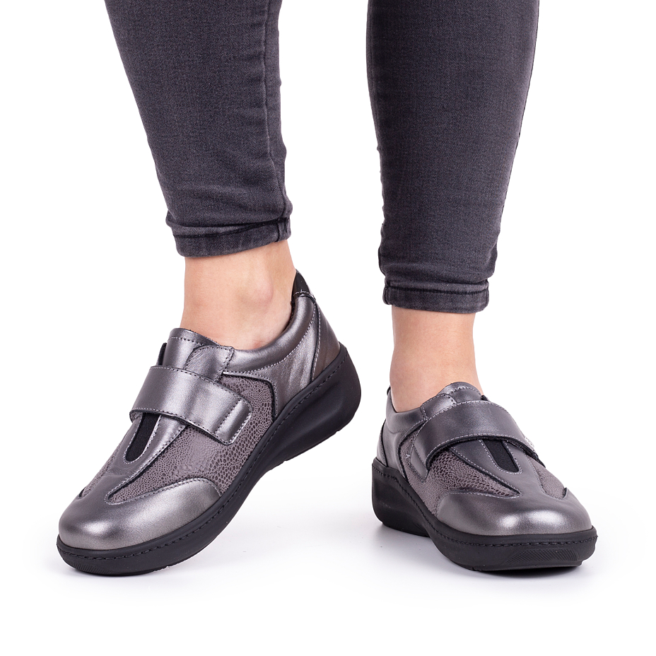 Women's Dagmar Leather Velcro Shoes Grey