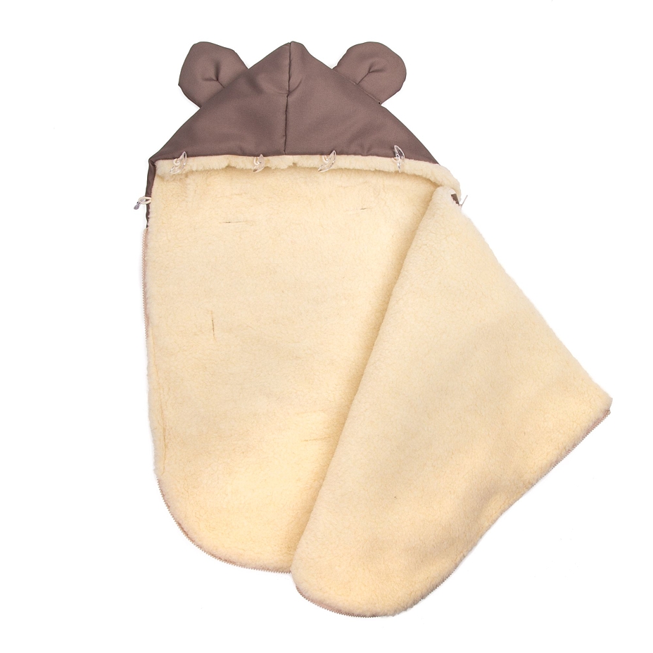 Footmuff  with Wool Lining and Fur Trim Stripes