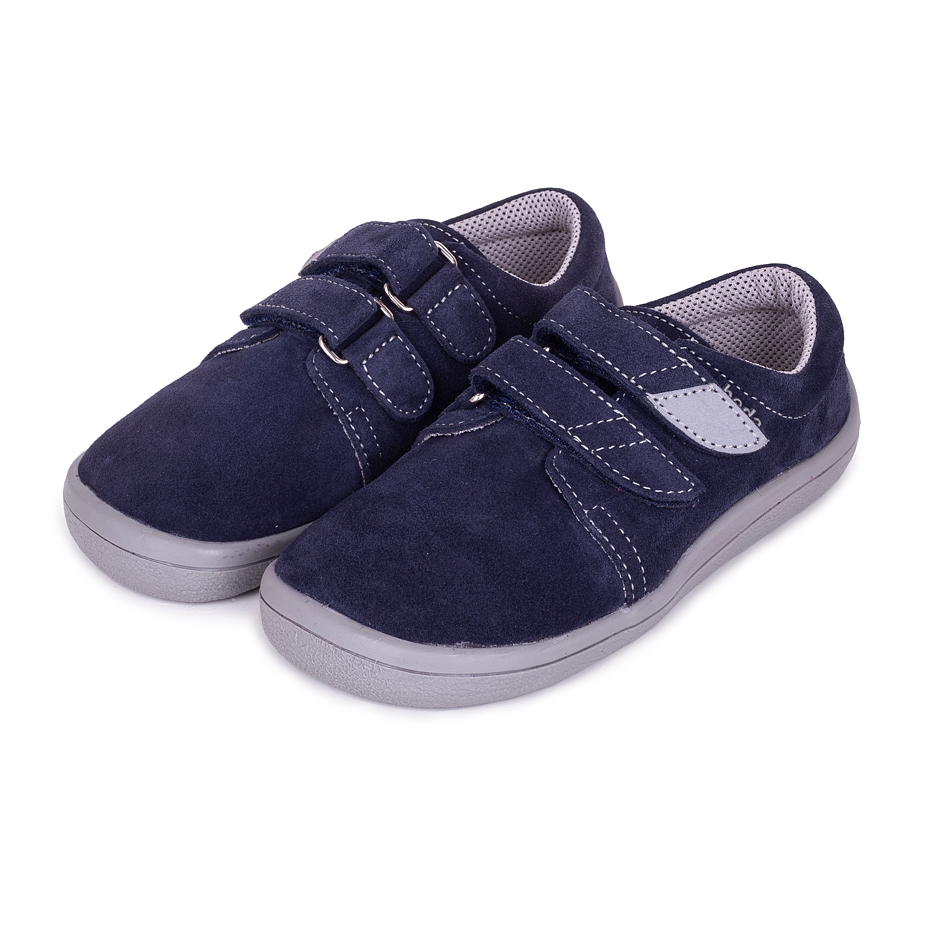 Kids’ barefoot leather velcro sneakers Beda Blue