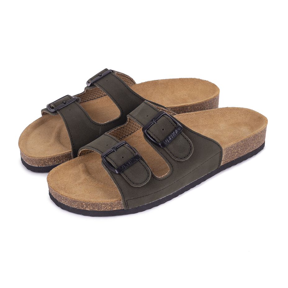 Women's anatomical cork slippers Linda  green