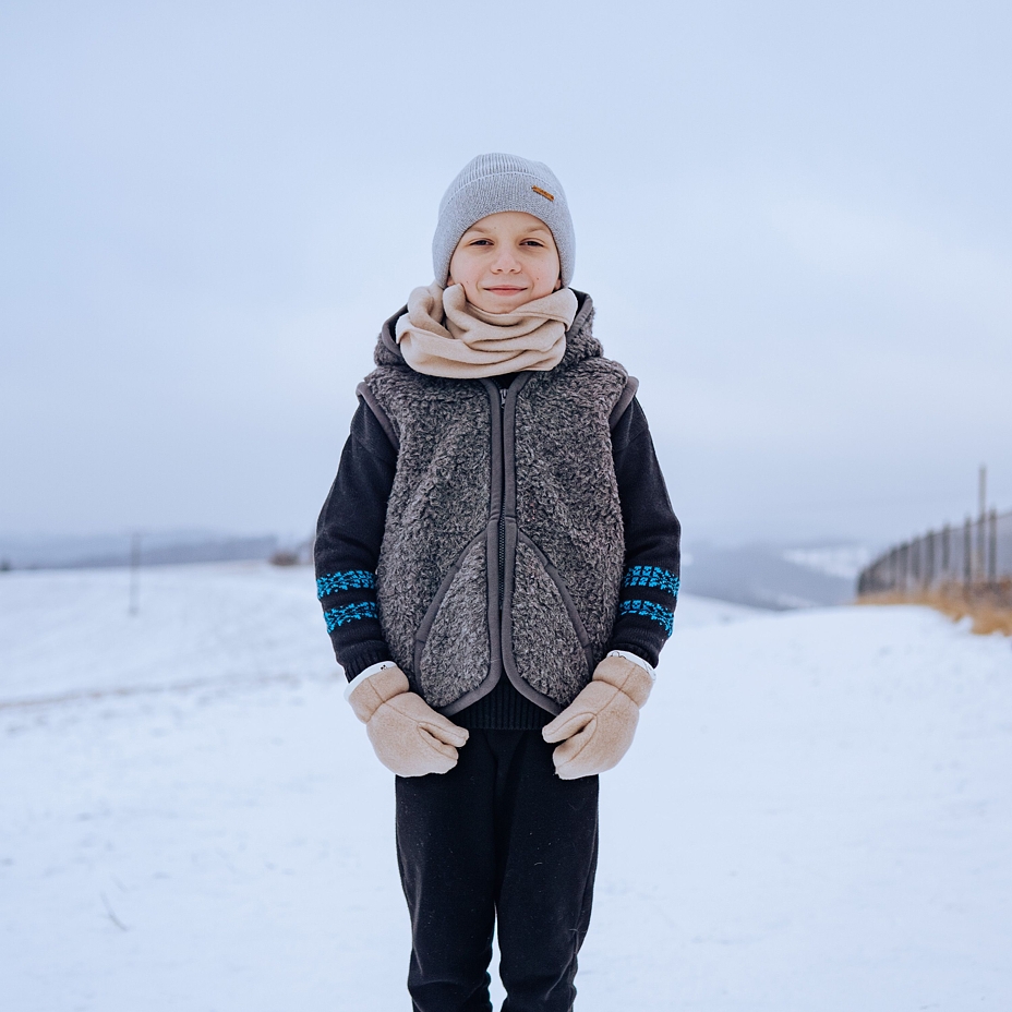 Kids’ Wool Hooded Vest Dark Grey