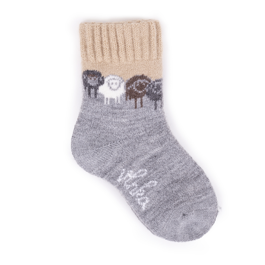 Kids’ Merino socks Lamb Friends Beige
