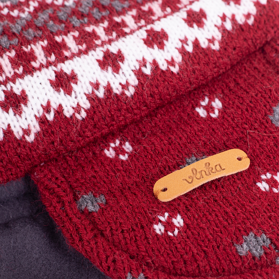 Vlnka Kids’ Wool Hat with Earflaps V20 Red