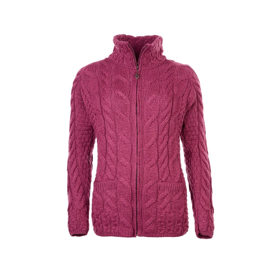 Women's Supersoft Merino wool sweater with zipper red