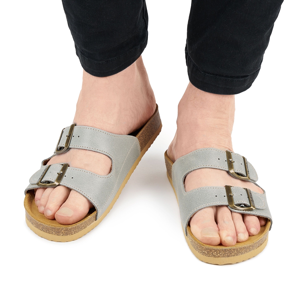 Men's Alex Orthopaedic Cork Sliders Grey
