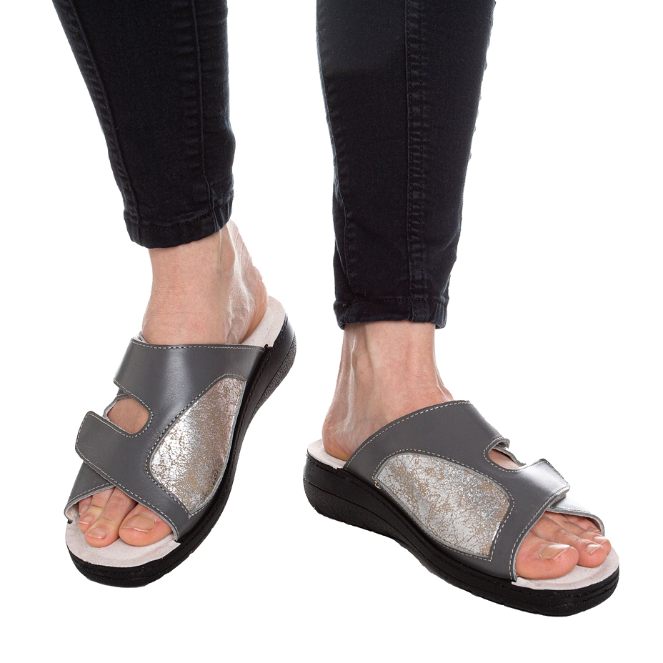 Women’s Sona Leather Slip-on Shoes for Feet with Bunions Grey