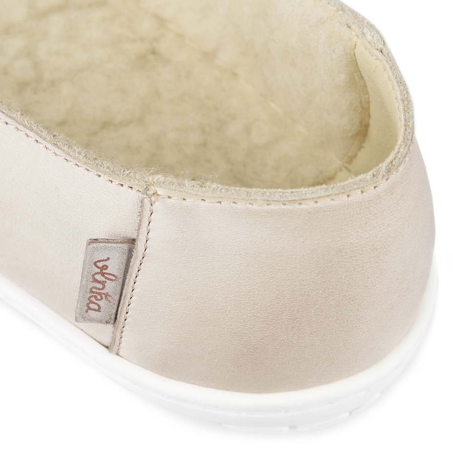 Women’s Odeta Barefoot Leather Ballerina Pumps with Sheep's Wool Beige