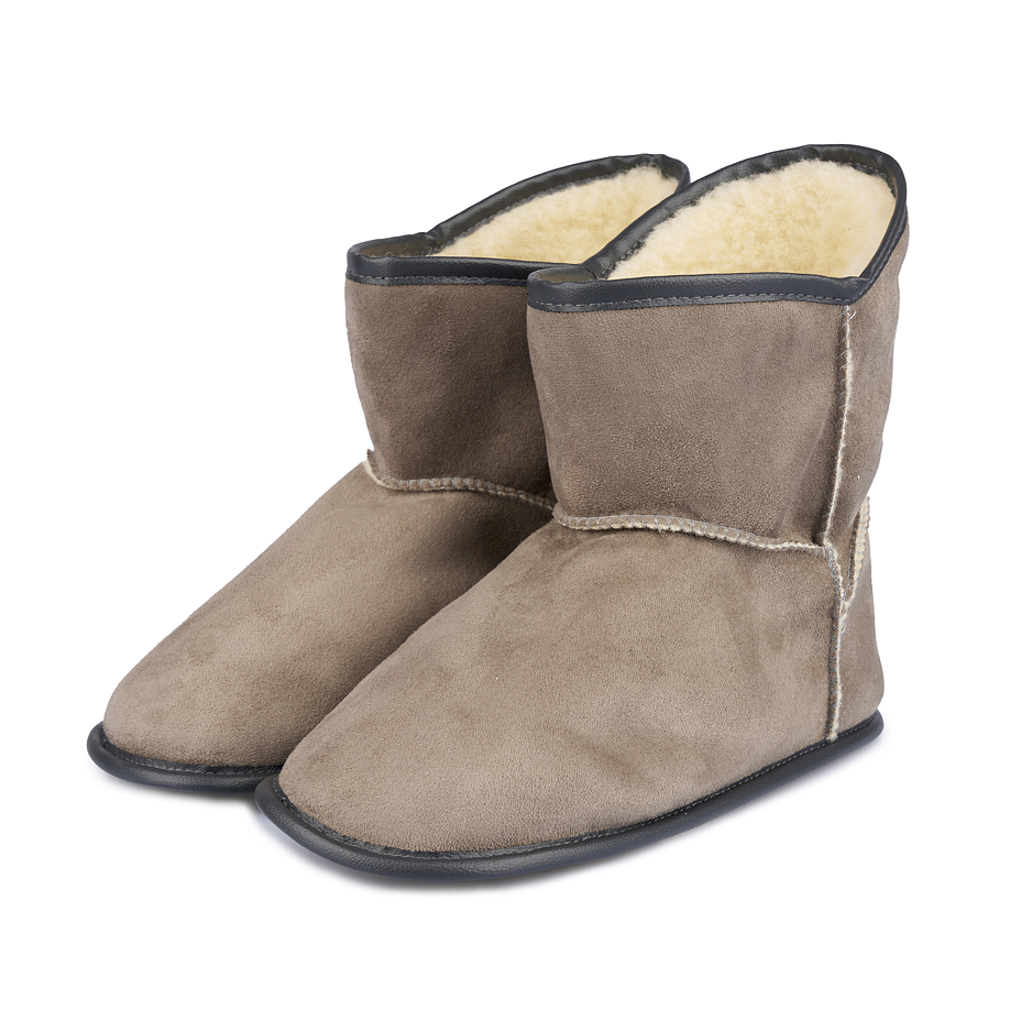 Slipper Boots with Wool Lining Grey
