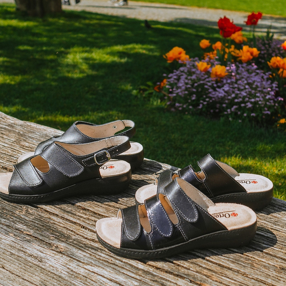 Women’s Simona Orthopaedic Leather Slip-on Shoes Black