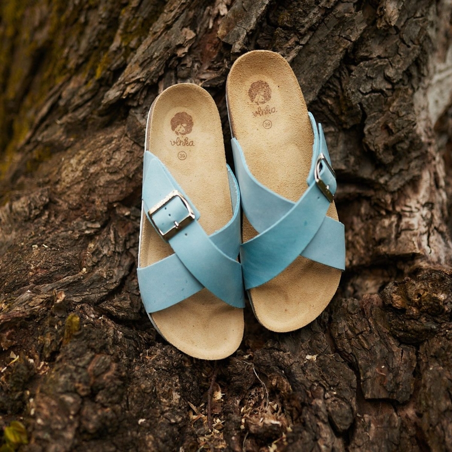 Women's anatomical cork slip-ons Martina Blue