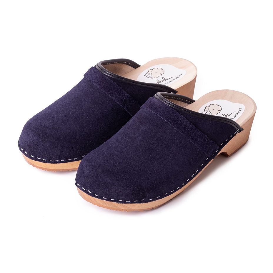 Women's Brushed Leather Anatomic Clogs Blue