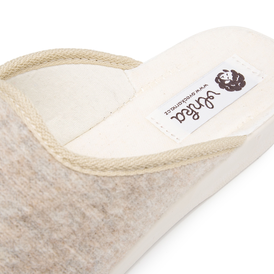 Wool felt Mule Slippers Beige
