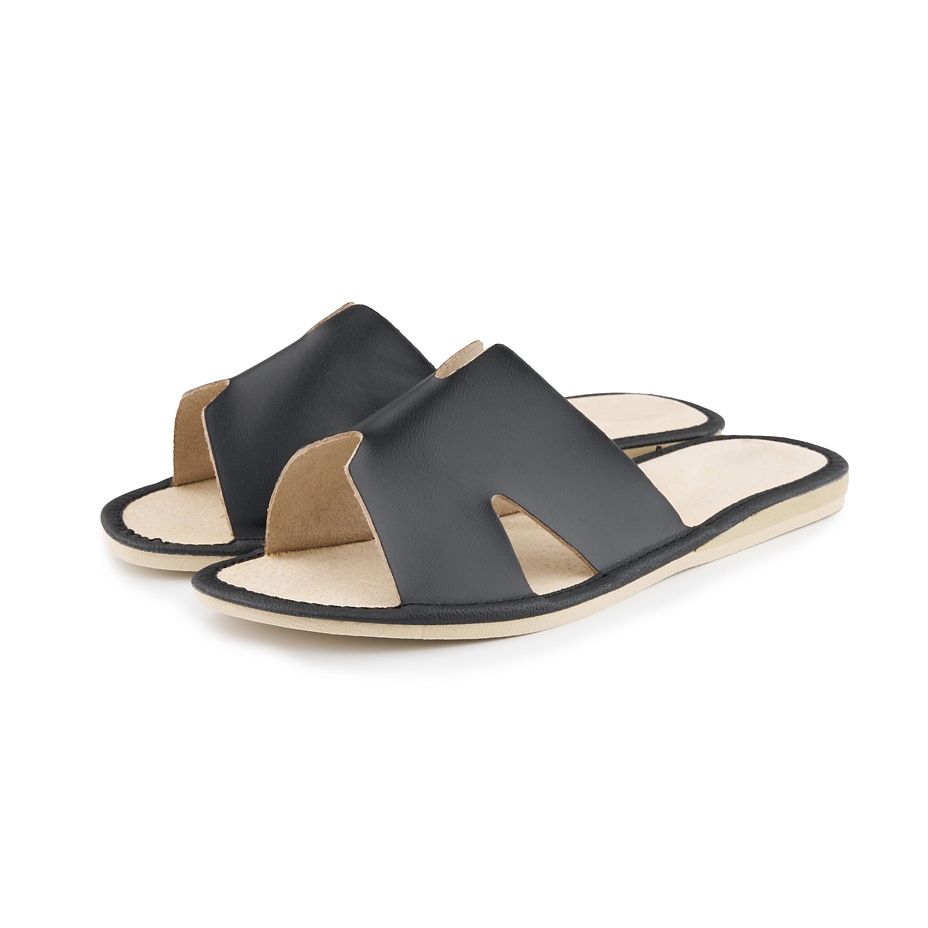 Women’s Summer Leather Open-Toe Slippers Black