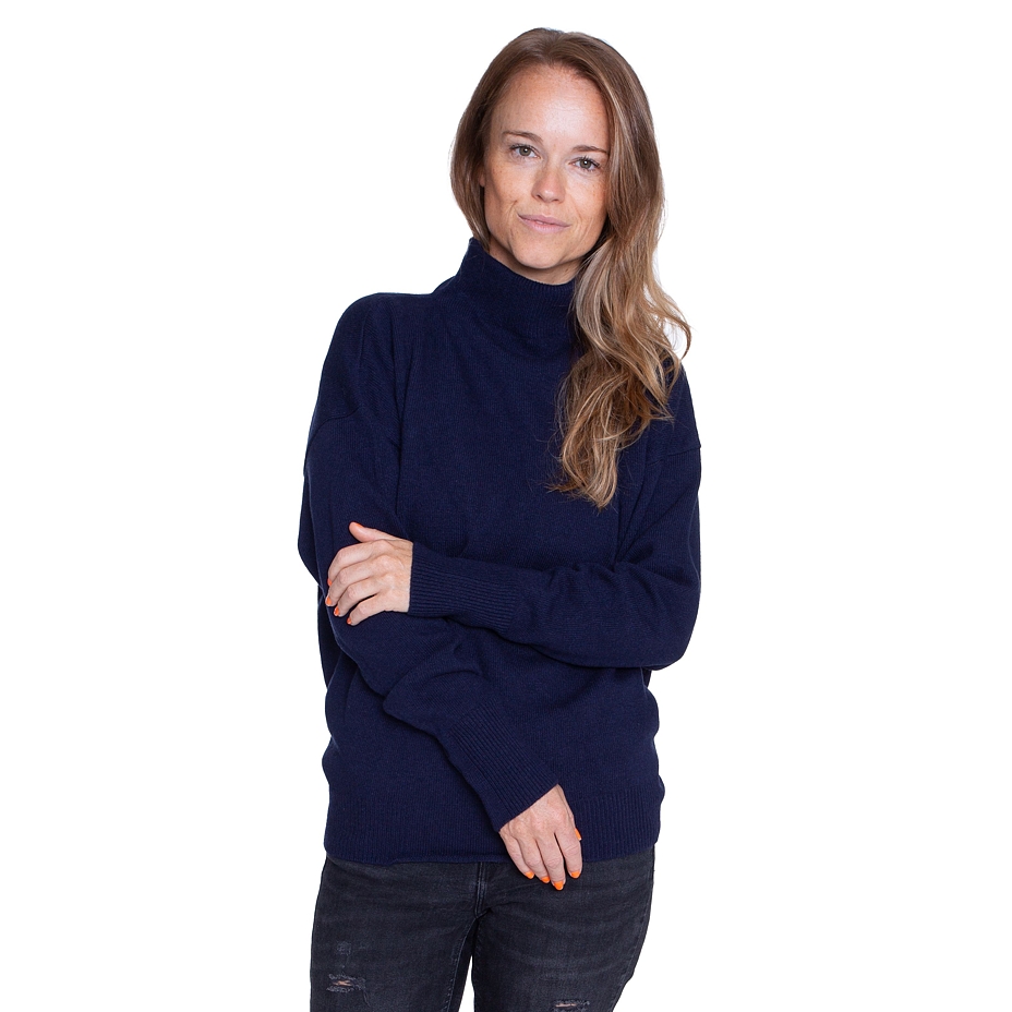 Merino Wool Turtleneck with Cashmere Ampio Navy