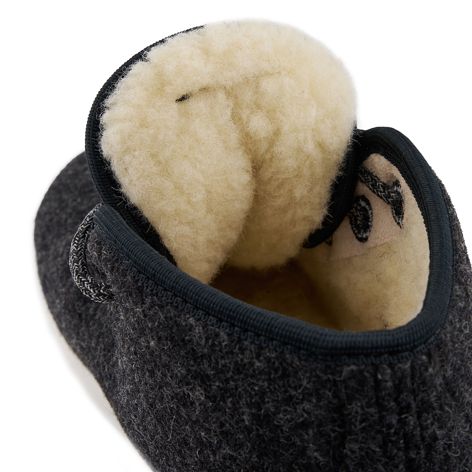 Woolee High-Top Wool Trainers with Lining Dark Grey