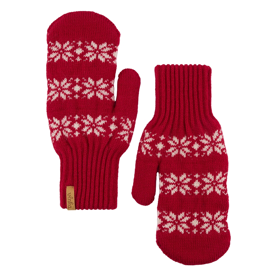 Vlnka Wool Mittens in Nordic Design P02 Red