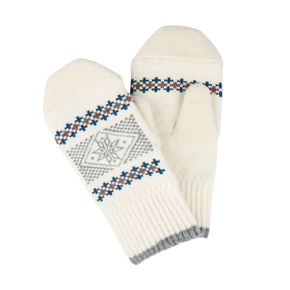   Wool Mittens with Snowflake White