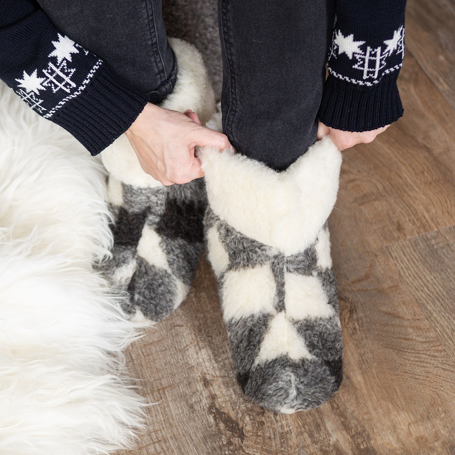 Wool TV Slipper Boots Plaid