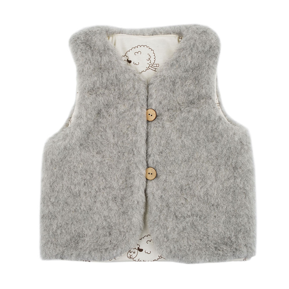 Kids’ Wool Vest with Lining Grey